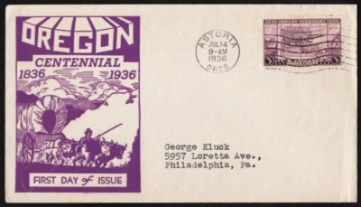SC# 783 - Oregon Territory Centennial - set of two, Dyer cachet - Image 1 of 2