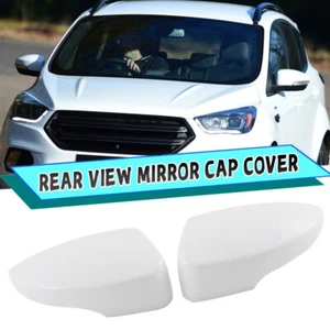 2x Tapas de cubierta de espejo retrovisor con superposición lateral blanca para Ford Escape 2013~2019 con señal de giro - Imagen 1 de 12