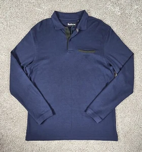 Barbour Shirt Men's XL Essential Long Sleeve Knit Pocket Polo Navy Modal/Cotton - Picture 1 of 13