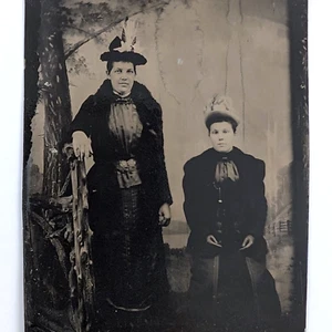 Tintype Photo Women Victorian Fashion Painted Backdrop - Bild 1 von 4