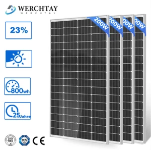 200W 400W 600W 800W Monokristallin Solarpanel Solarmodule Solarzellen 12V/24V PV - Bild 1 von 15