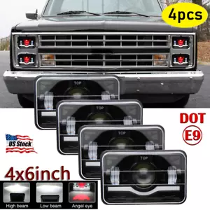 For Chevy C10 Pickup truck 1980-1986 4PCS 4x6" LED Headlights DRL Hi/Lo Beam DRL - Picture 1 of 9