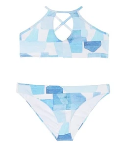 Splendid Block Party Bikini Sets Girls 10 Blue Abstract 2-Piece Swimwear JDM814 - Picture 1 of 10