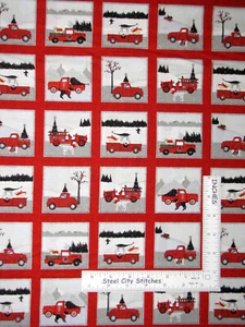 Christmas Car Truck Tree Block Cotton Fabric Studio E Holiday Road By The Yard - Picture 1 of 1