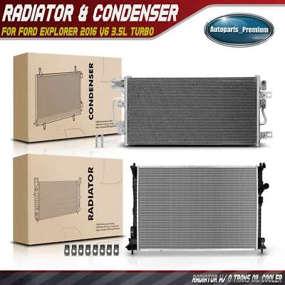 Kit de refrigeración de radiador y condensador de CA para Ford Explorer 2016-2018 V6 3,5 L turbo Foto 1 de 4