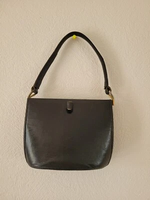 Sac A Mains En cuir de  Lézard  noir Vintage 1960 - Photo 1/4