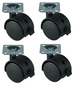 4 Ruedas para Muebles con Freno Ø40mm Giratorias Ruedas de Doble Pelo con Placa de Metal - Imagen 1 de 5