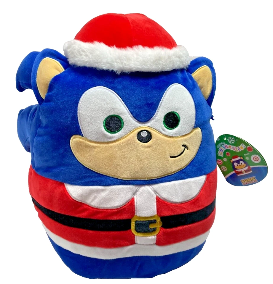 SONIC The Hedgehog 14” Squishmallows Plush SANTA Hat Suit 2024 Sega Jazwares