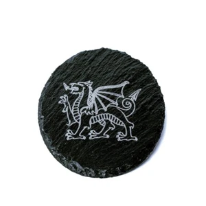 Welsh Dragon Slate Coaster | 100mm Slate Coaster | Cymru | Circle Coaster | Gift - Picture 1 of 1