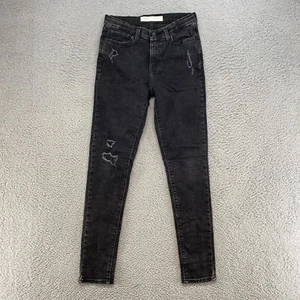 Levi's Signature Jeans Girls 16 Super Skinny Black Dark Wash Denim Distressed - Picture 1 of 15