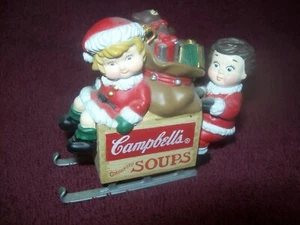 CAMPBELL'S SOUP KIDS - KIds on Sleigh Ornament - 1996 - PreOwned - 3 Inches Tall - Picture 1 of 4