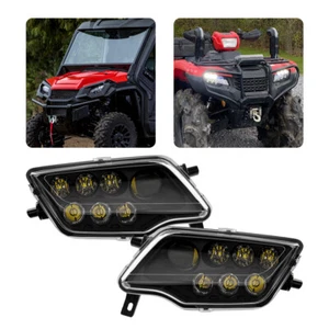 For 2014-2020 Honda Rancher 420 Foreman 500/Rubicon LED HEADLIGHTS ATV UTV Black - Picture 1 of 21