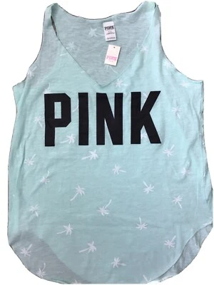 Camiseta sin mangas Victorias Secret rosa aguamarina como nueva pequeñas palmeras VS ligera nueva Foto 1 de 4