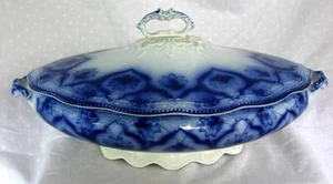 FLOW BLAU ABGEDECKTE SCHÜSSEL *HADDON von GRINDLEY* um 1880! GROSS! - Bild 1 von 8