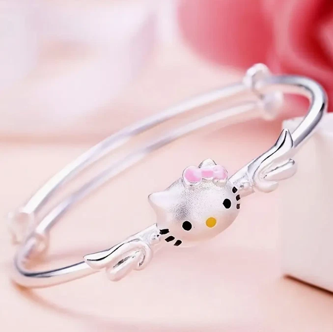 ¡Nuevo! Brazalete brazalete ajustable de acero inoxidable Hello Kitty para mujer o niña Foto 1 de 1
