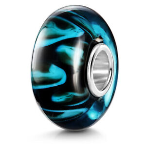 MATERIA Glass Bead Black Blue Element for Beads Bracelet
