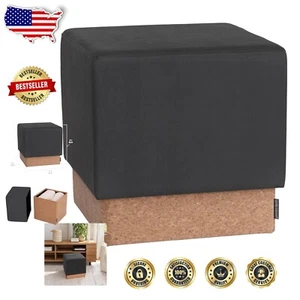 Elegant Cushioned Storage Ottoman with Hidden Compartment - 15" Cube Design - Picture 1 of 8