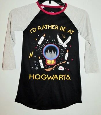 Girls Small Harry Potter Sleep Shirt. "I'D RATHER BE AT HOGWARTS" - Image 1 of 2