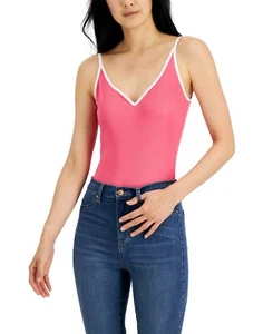 MSRP $24 Just Polly Juniors' Contrast-Trim Ribbed Bodysuit Size Large - Picture 1 of 1