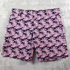 MR TURK Mens Sz 30 Shorts Navy Pink Palm Trees Patterned Resort Palm Springs USA - Picture 1 of 9