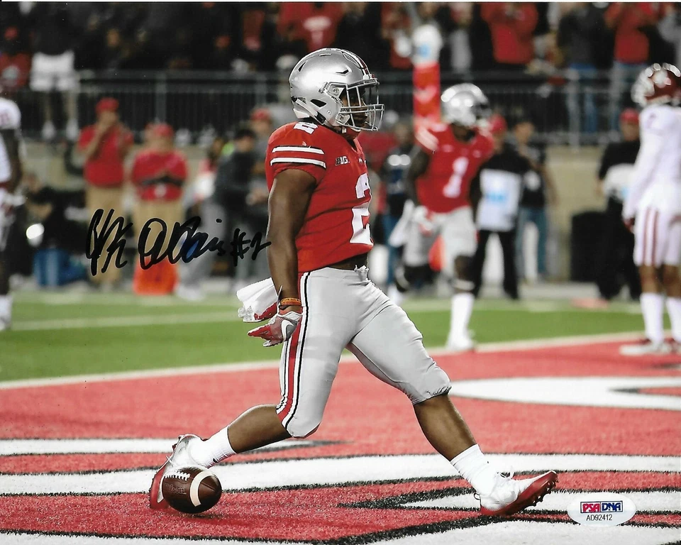 JK DOBBINS SIGNED AUTOGRAPHED OHIO STATE BUCKEYES FOOTBALL 8X10 PHOTO PSA/DNA C - Image 1 of 2