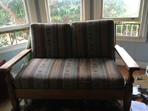 mid 20th century colonial sofa, maybe stickley ?? Cover