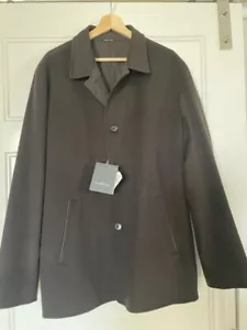 $1995 Nuevo con etiquetas Abrigo para hombre Ermenegildo Zegna 54R en marrón lana/mezcla de efectivo reversible - Imagen 1 de 13