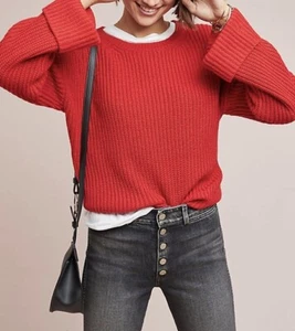 Anthropologie Sanctuary Long Bell Sleeve Red Sweater Size M Medium - Picture 1 of 6