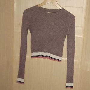 Prince & Fox Juniors Maroon Heathered Cropped Long Sleeve Top Medium - Picture 1 of 5