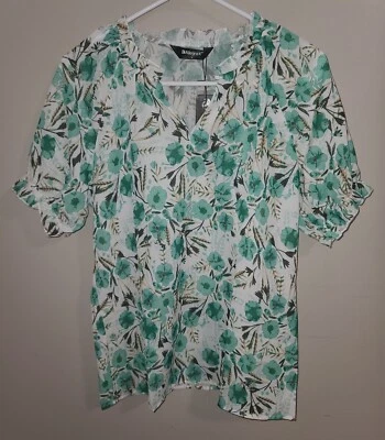 NEW WOMENS ALLEGRA K LIGHTWEIGHT FLORAL TOP BLOUSE SIZE S - Image 1 of 4