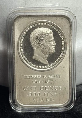 ULYSSES S. GRANT  1oz. .999 FINE SILVER ART BAR, CIRCULATED, HTF, 1985, NICE! - Image 1 of 4