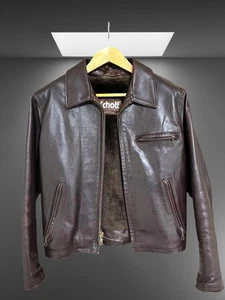 SCHOTT 643EVS Single Riders Jacket Leather Men's Dark Brown Size 38 Pre-Owned - Picture 1 of 8