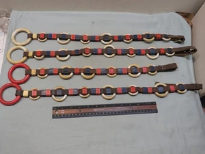 Vintage Leder & Zelluloid Ringe Pferd Tack Zügel Line Spreader, Stck 4 - Bild 1 von 1