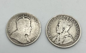 Canadá REY GEORGE V .925 cuarto de plata lote de dos monedas antiguas 1906 y 1919 25c - Imagen 1 de 2