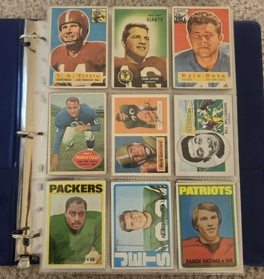 Lote de tarjetas de fútbol americano vintage de la NFL en carpeta cargadas con estrellas años 50 - ahora Foto 1 de 4