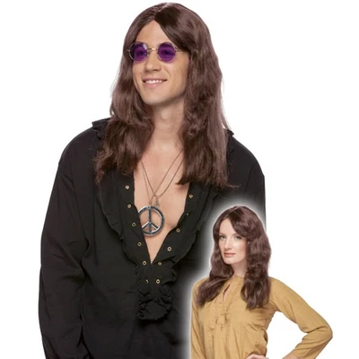 Hippy Long Brown Wig Costume Accessory - Image 1 of 4