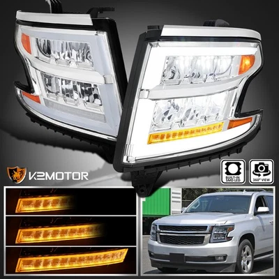 Fits 2015-2020 Chevy Tahoe Suburban Full LED DRL Headlights Sequential Signal - Изображение 1 из 4