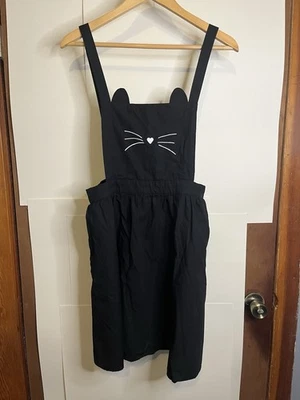 Vestido Modcloth Para Mujer Talla M Divertido Ligero Negro Gato Delantal Foto 1 de 4