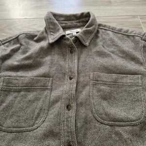 Madewell Shacket Shirt Womens Small Gray Oversized Pockets Button Up Long Sleeve - Picture 1 of 8