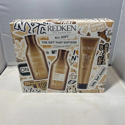Redken All Soft Xmas Giftset Shampoo Conditioner  Leave In Treatment box set - Image 1 of 4