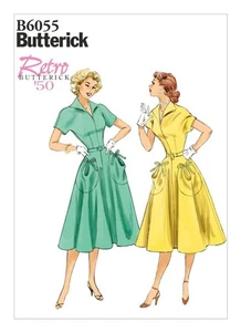 Retro 50's Dress & Belt Sewing Pattern Butterick B6055 Sizes 6-14 New Uncut FF - Picture 1 of 4