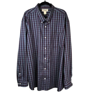 Duluth Trading Co Shirt Men's 3XL Red Blue Plaid Wrinkle Fighter Classic Casual - Picture 1 of 8