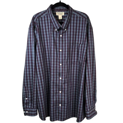 Duluth Trading Co Shirt Men's 3XL Red Blue Plaid Wrinkle Fighter Classic Casual - Image 1 of 4