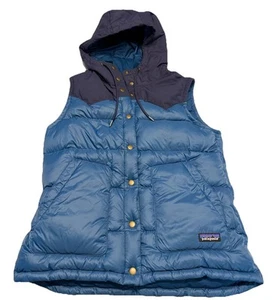Patagonia Damen Bivy Weste mit Kapuze blau L gebraucht Puff Kapuze Druckknopf🐟 - Bild 1 von 9