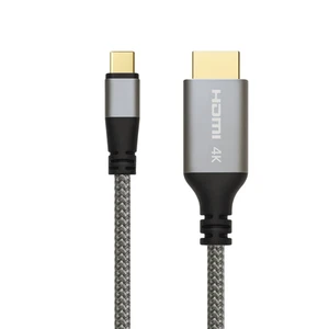 ProfiPatch Câble USB C vers HDMI 4K Ethernet Haute Vitesse 30Hz 1,8m Gris Textile - Photo 1/1