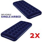 2x INFLATABLE AIRBED LARGE SINGLE AIR BED FLOCKED BLOW UP INFLATABLE MATTRESS