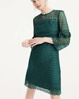 J.Crew Hunter Green Daisy Lace Floral Eyelet Bell Sleeve Dress Size 10  $188
