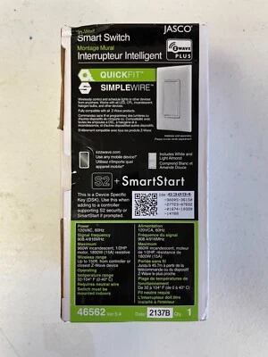 JASCO In-Wall Smart Switch w/QuickFit SimpleWire - Image 1 of 2