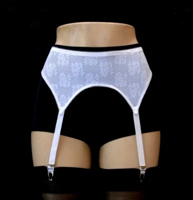 Rosebud by Adonna Old Fashion White Garter Belt Size XL - Image 1 of 2