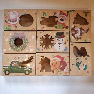 9"×6"×3" Kraft Pastry Boxes Perfect Cupcake Cookie Box Gift Christmas Lot Of 8 - Picture 1 of 24